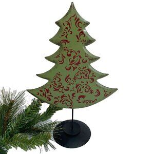 XL Holiday Tree Decor Metal 15" Tall Christmas Table Mantle Accent Piece